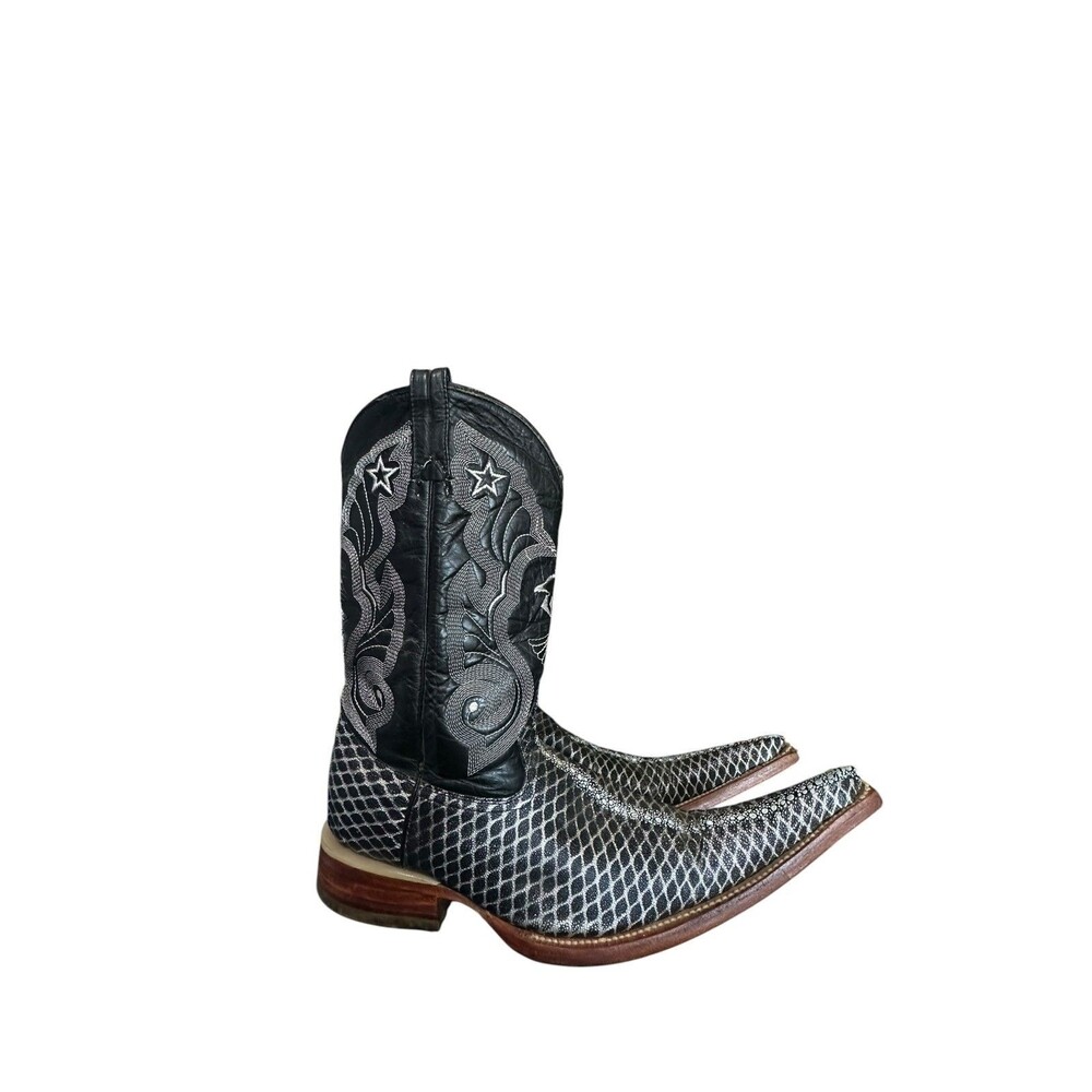 Tino Boots Black Python Snake Print Mens Size 6 A Snip Toe